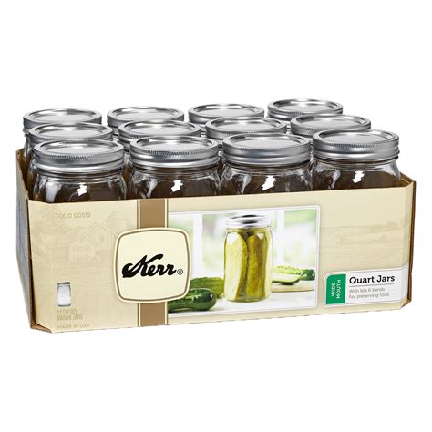 Kerr glass mason jar - item 4 MASON JAR KERR 32 Oz Reg Mouth Canning Lids, Bands Clear Glass Quart Jars 12/Box MASON JAR KERR 32 Oz Reg Mouth Canning Lids, Bands Clear Glass Quart Jars 12/Box. $29.99. Ratings and Reviews. Learn more. Write a review. 4.6. 4.6 out of 5 stars based on 11 product ratings.